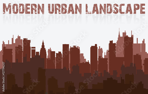 Landscape urban silhouette on a colorful background of sunset and sunrise