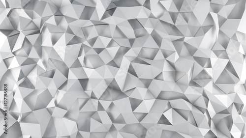 White triangle polygons surface abstract 3D render