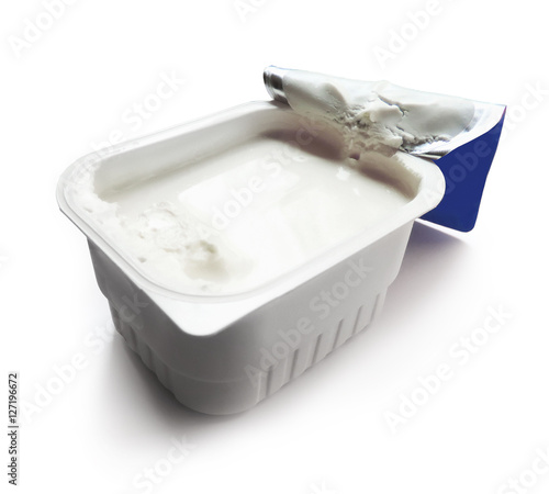 Cream cheese, quark, isolated on white background.