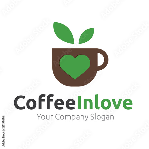 Coffee In love logo template. Coffee shop vector logo.