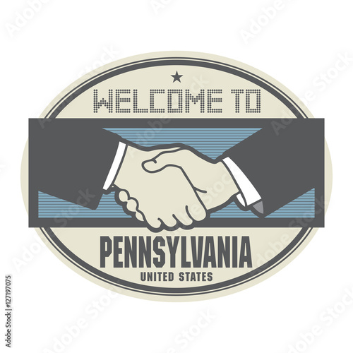 Business concept with handshake and text Welcome to Pennsylvania