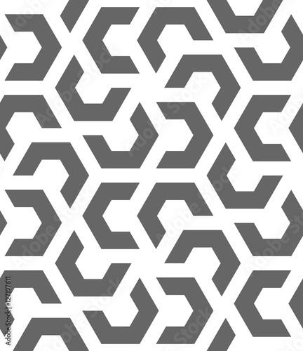 Vector seamless pattern. Modern stylish texture. Repeated monochrome pattern with hexagonal tiles.