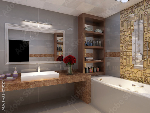 rendering of a Bathroom interior.