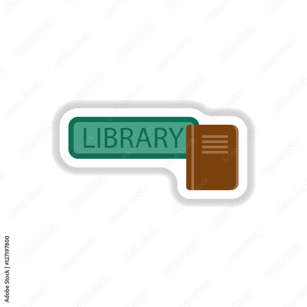 Vector illustration in paper sticker style library Book Vector illustration in paper sticker style library Book