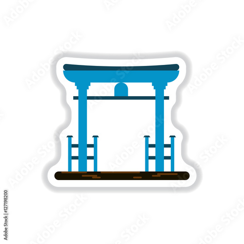 Vector illustration in paper sticker style Chinese Gate