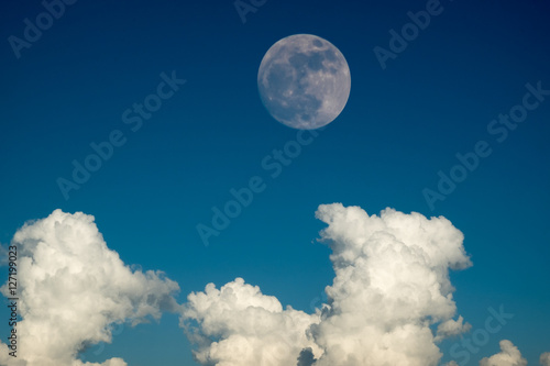 super full moon with clear blue sky cloud for background backdrop use