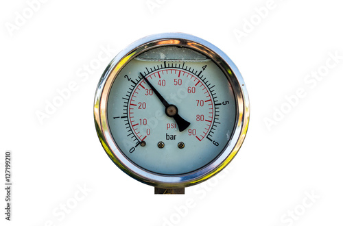 The pressure gauge, in the pneumatic system.