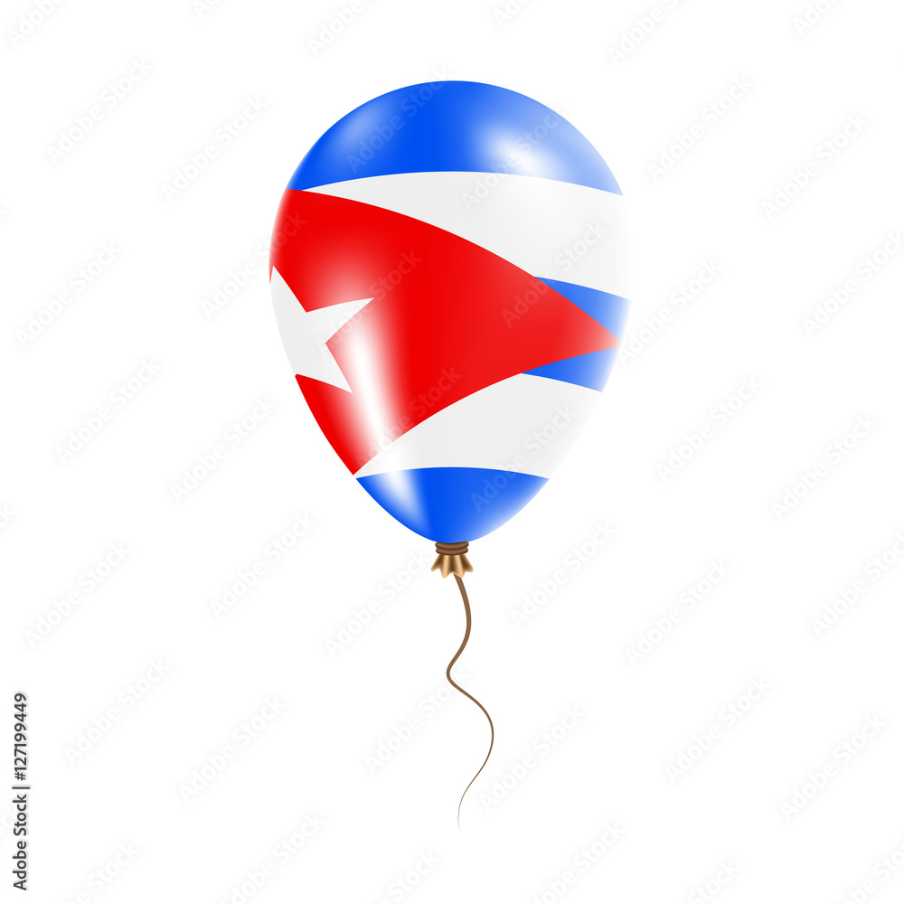 Naklejka premium Cuba balloon with flag. Bright Air Ballon in the Country National Colors. Country Flag Rubber Balloon. Vector Illustration.