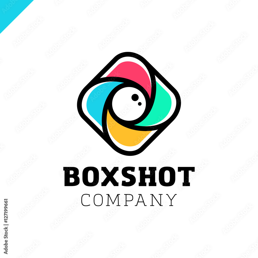 Color Square Camera Shutter Logo. Box Photo Camera Logotype Color Square Camera Shutter Logo. Box Photo Camera Logotype