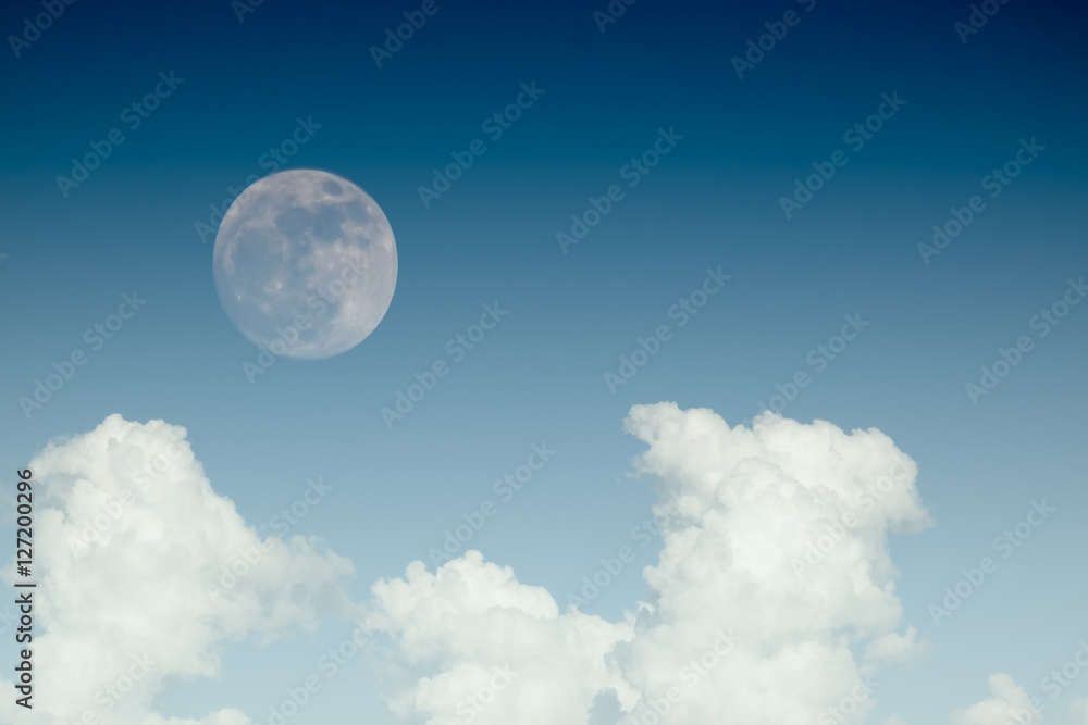 super full moon in 68 years with clear blue sky cloud daytime for background backdrop use