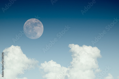 Fototapeta Naklejka Na Ścianę i Meble -  super full moon in 68 years with clear blue sky cloud daytime for background backdrop use