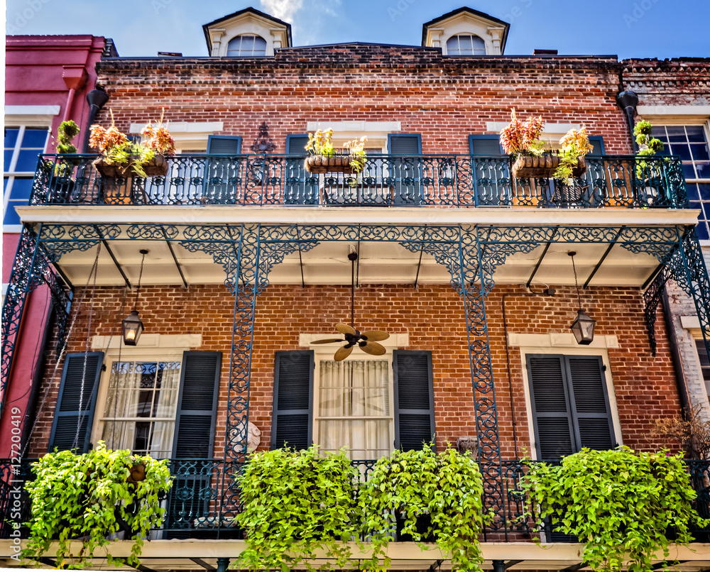 2 Balconies with 7 Planters French Quarter