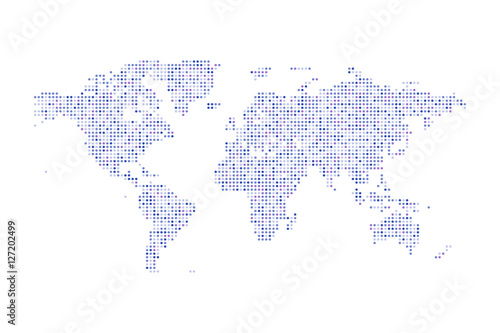 Color dotted Political World Map Vector isolated Illustration
