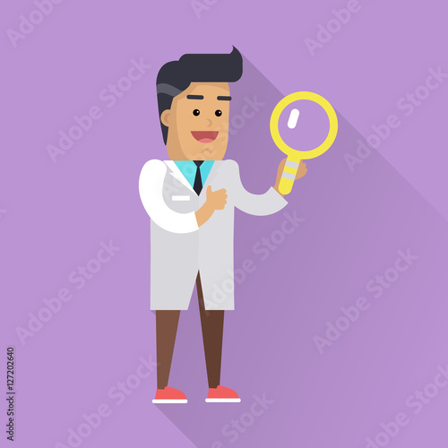 Scientist at Work Vector Flat Style Illustration
