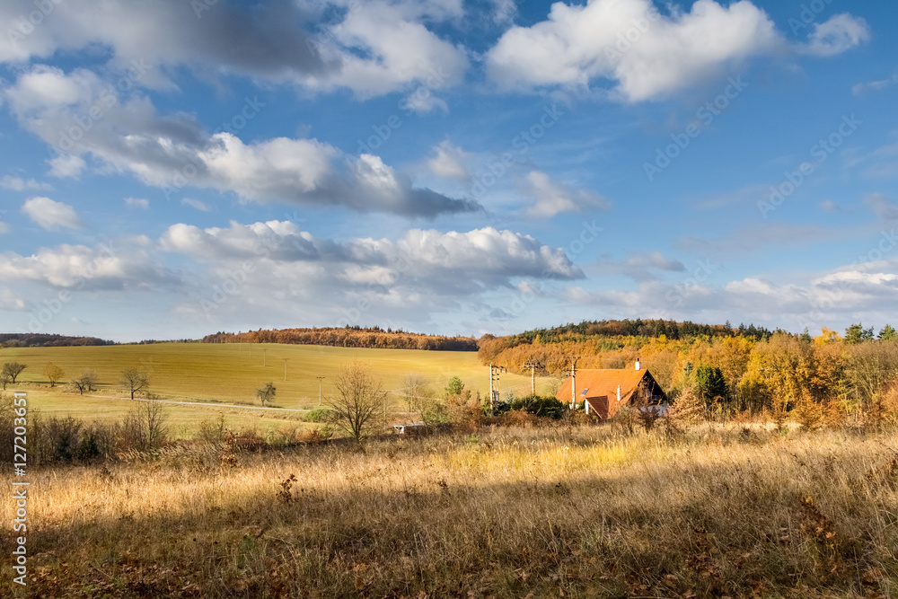 Fototapeta premium View of colorful autumnal rural landscape