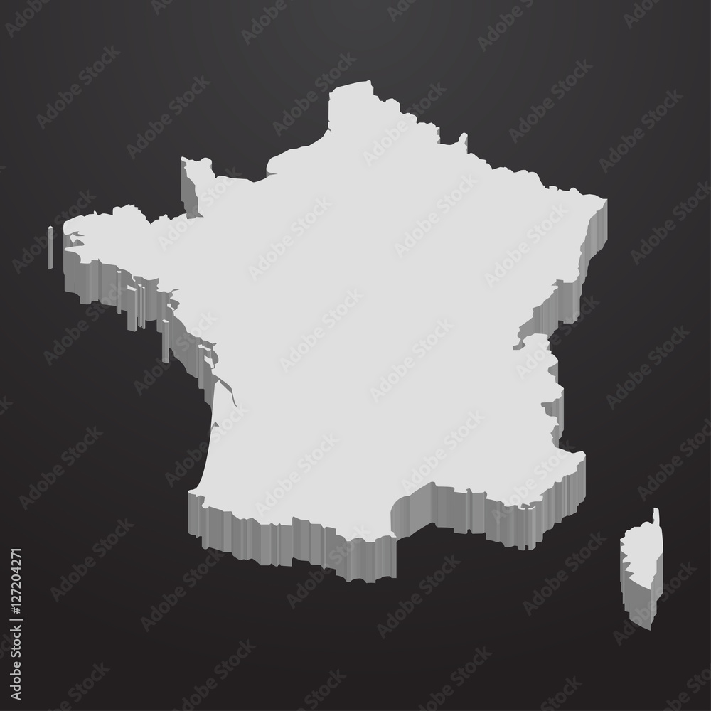 Fototapeta premium France map in gray on a black background 3d