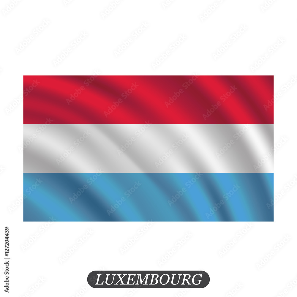 Naklejka premium Waving Luxembourg flag on a white background. Vector illustration