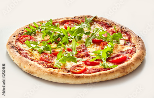 Fresh arugula or rocket Italian pizza