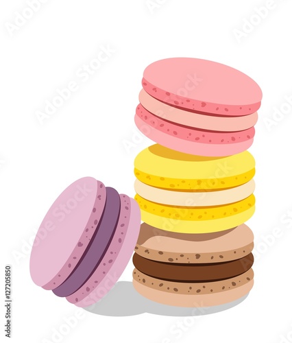 Stack of different french cookies macaroons or macarons
