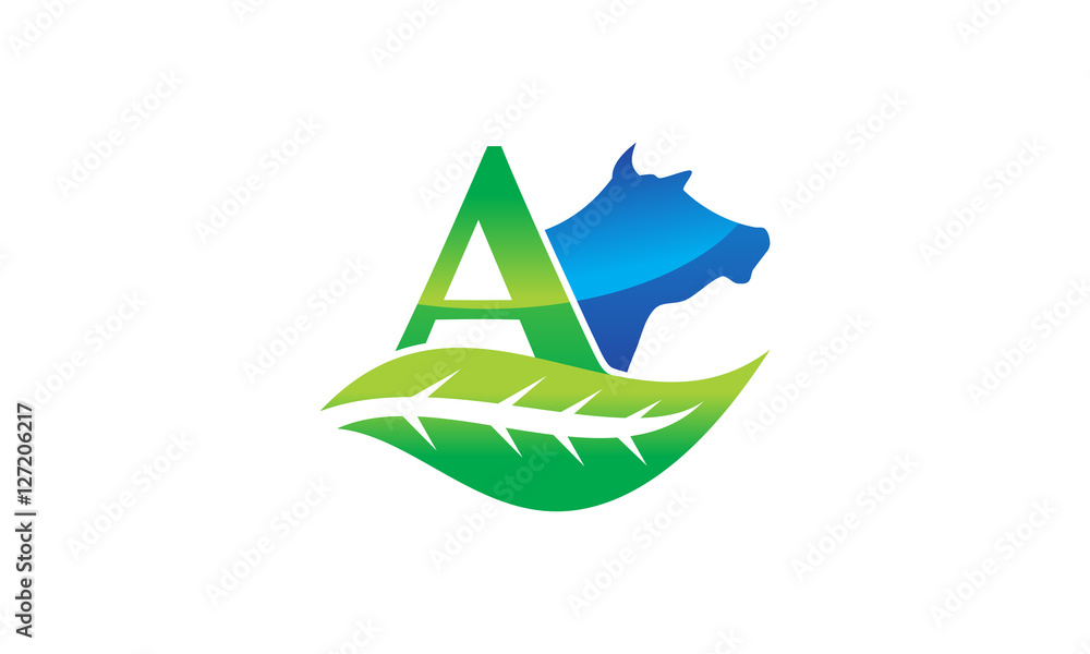 Buffalo and leaf initial A Buffalo and leaf initial A