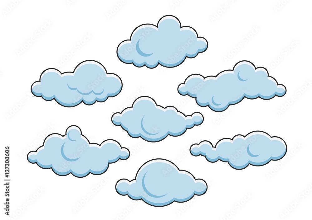 Set of cute clouds. Vector illustration