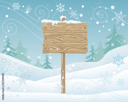 Wooden Sign with Spare Place for Text. Postcard
