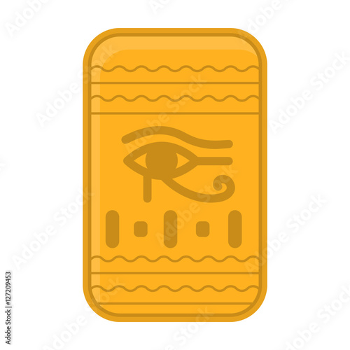 Eye of Horus icon in cartoon style isolated on white background. Ancient Egypt symbol stock vector illustration. photo