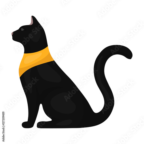 Cat goddess Bastet icon in cartoon style isolated on white background. Ancient Egypt symbol stock vector illustration.