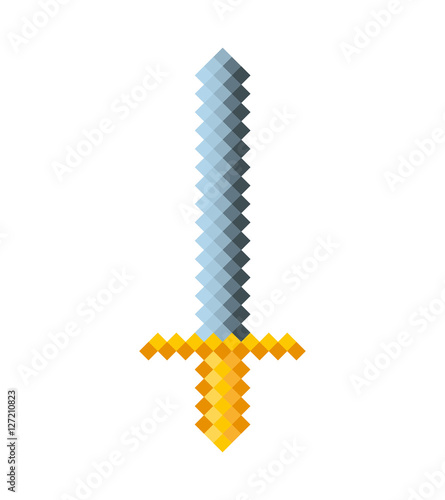 sword game pixelated icon vector illustration design