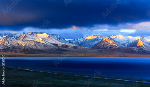 Sunrise at Nam lake Tibet photo