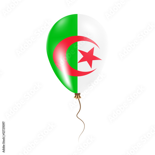 Algeria balloon with flag. Bright Air Ballon in the Country National Colors. Country Flag Rubber Balloon. Vector Illustration.