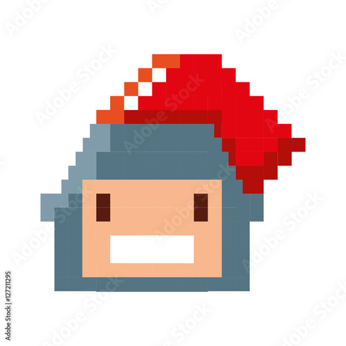 game warrior pixelated icon vector illustration design