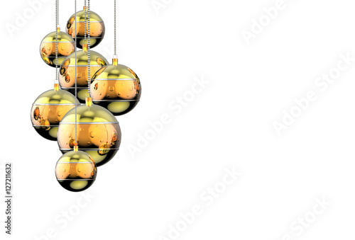 Wiszące bombki choinkowe na białym tle