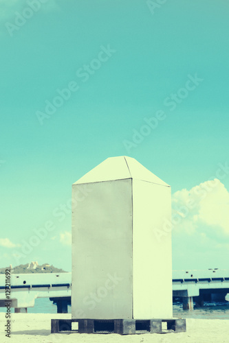 sign pole and blue sky with clouds