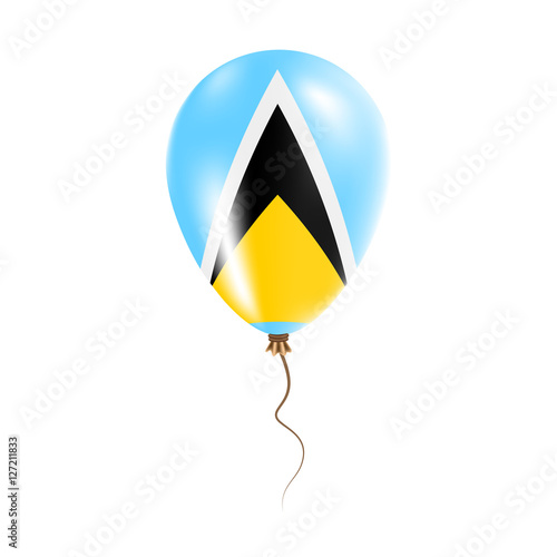 Saint Lucia balloon with flag. Bright Air Ballon in the Country National Colors. Country Flag Rubber Balloon. Vector Illustration.