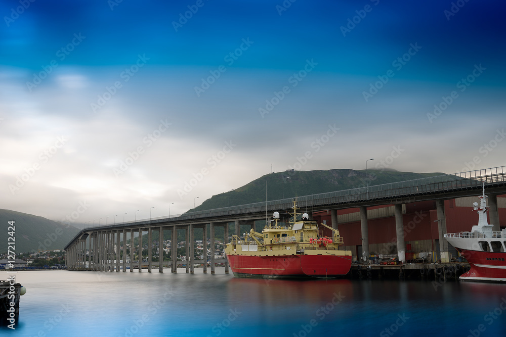 Tromso bridge postcard background