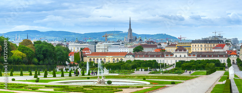 Panorama a baroque park at the Belvedere Castle in Vienna, Austria