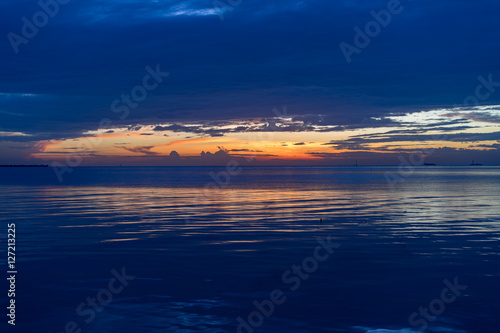 Sunset with cool tone on sky and ocean