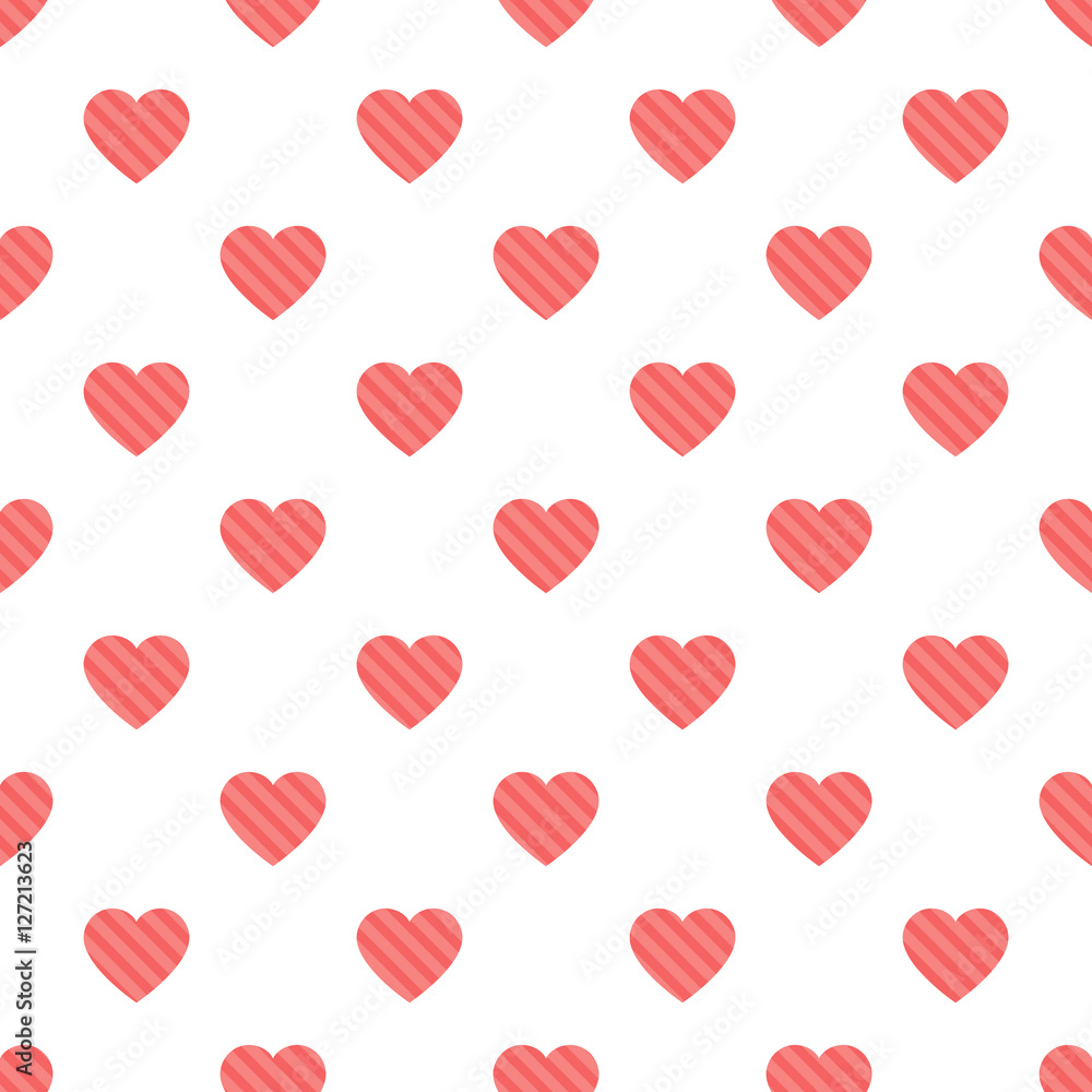 Seamless hearts with diagonal lines pattern vector