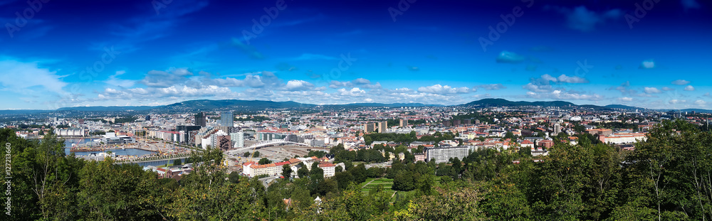 Wide panorama of  Oslo city background