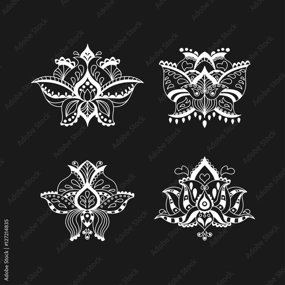 Collection of four decorative vector lotuses