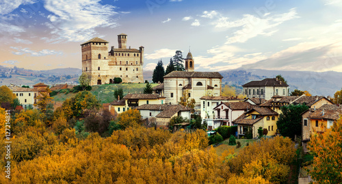 Castello di Grinzane and village - one of the most famous vine route of Chianti. Italy photo