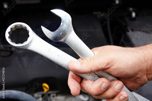 Wallpaper Mural Car mechanic with wrench. Torontodigital.ca