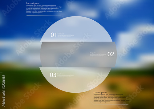 Rounded infographic template with object horizontally divided to three parts
