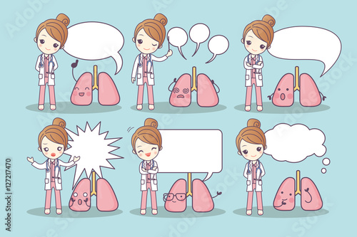 cartoon lung and doctor