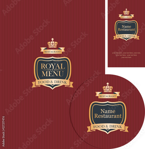 set of design elements for a cafe or restaurant with cover menu , stand for drinks and business card