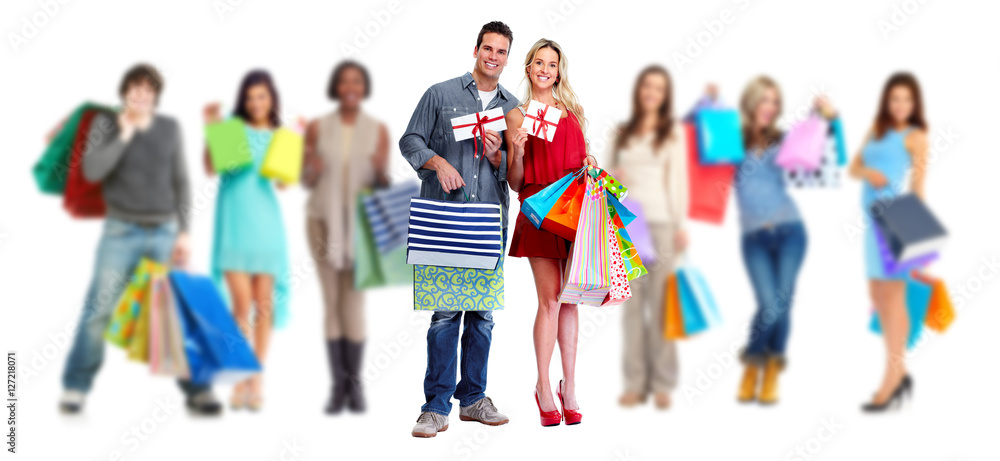 Fototapeta premium Group of shopping customers.