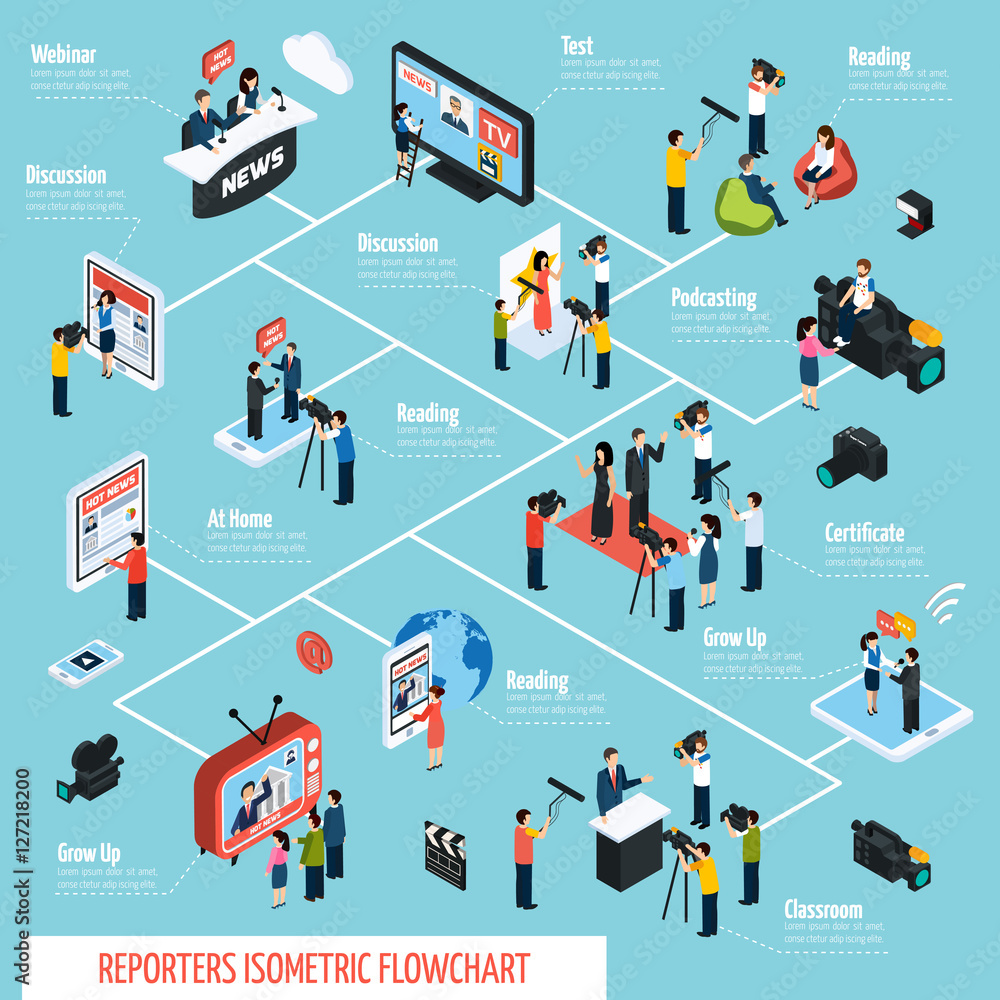 Reporters Isometric Infographics Adobe Stock