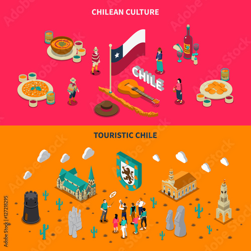 Touristic Chile 2 Isometric Horizontal Banners