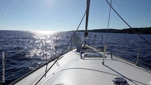 Sailing in Greece front of the boat